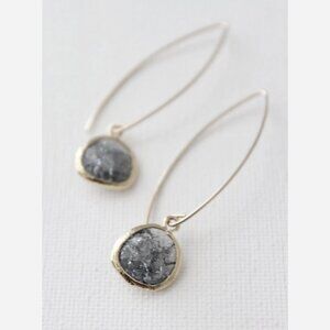 Smoky Long Drop Earrings – Silver Wire with Smoky Glass Bezel